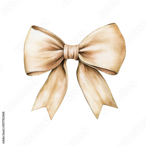 Elegant silk ribbon bow, perfect for Christmas decorations and gifts, showcasing soft beige color and delicate design that adds touch of sophistication to any festive setting