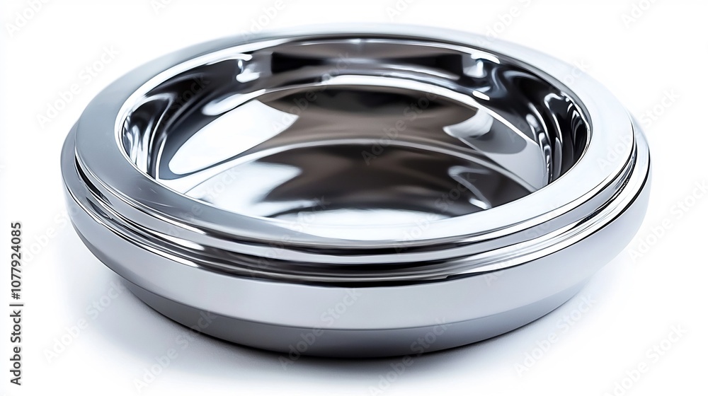 Close up image of a sleek and sophisticated metallic car ashtray captured with high definition clarity on a clean white background showcasing its modern minimalist design and polished Close up image of a sleek and sophisticated metallic car ashtray captured with high definition clarity on a clean white background showcasing its modern minimalist design and polished