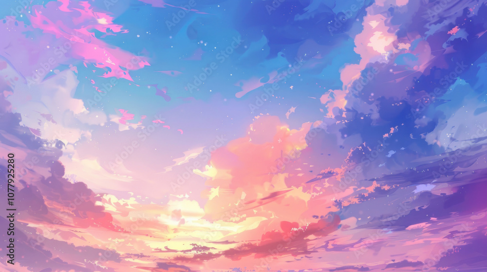 Sunset pastel sky with delicate shades of pink, purple, and blue, creating a serene, dreamlike atmosphere Sunset pastel sky with delicate shades of pink, purple, and blue, creating a serene, dreamlike atmosphere