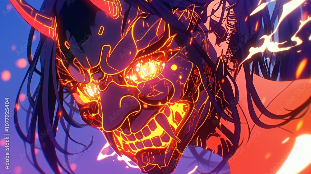 Fototapeta premium Demon Mask with Glowing Eyes