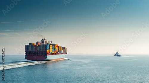 Cargo Ship Sailing on a Calm Sea