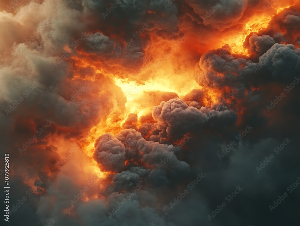 Billowing red and orange smoke clouds against a pitch-black background, creating a dramatic and abstract effect with intense contrast. Billowing red and orange smoke clouds against a pitch-black background, creating a dramatic and abstract effect with intense contrast.