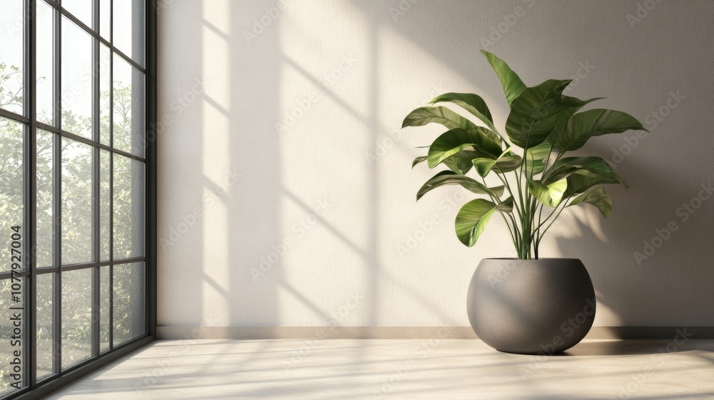 Potted Plant in Front of Window Potted Plant in Front of Window