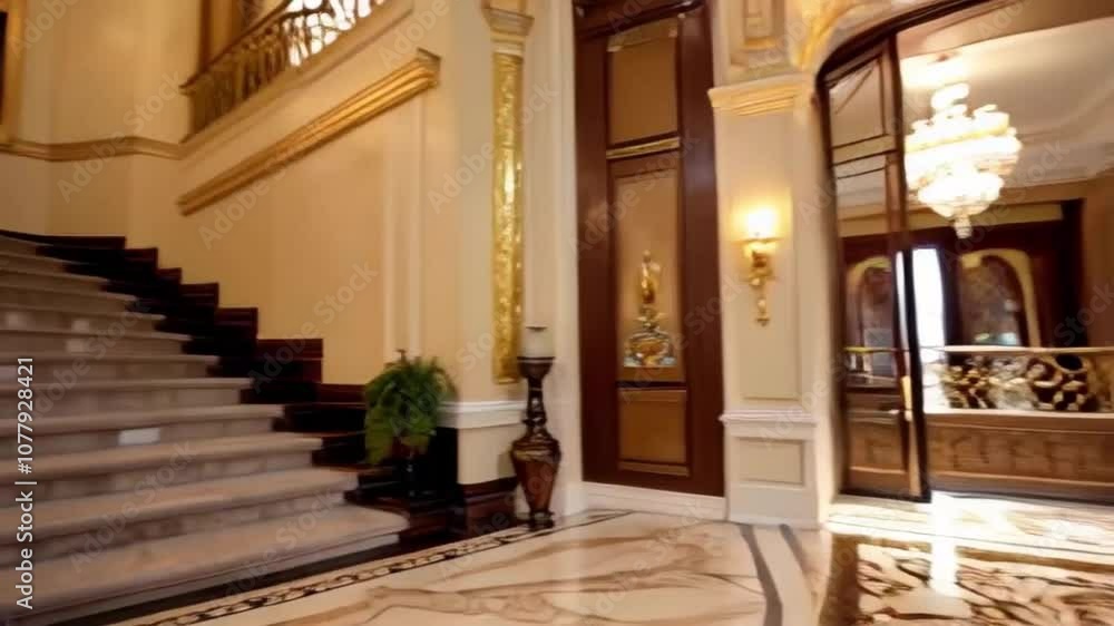 An ultra-luxury estate with a grand marble staircase, crystal chandeliers, and intricate décor creating an opulent entrance. An ultra-luxury estate with a grand marble staircase, crystal chandeliers, and intricate décor creating an opulent entrance.