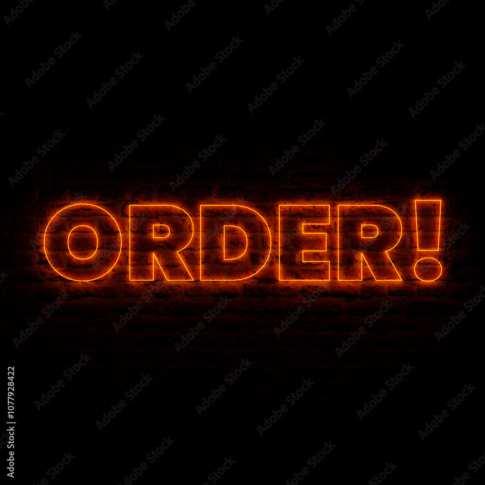 Neon ORDER With Dark Brick Background Neon ORDER With Dark Brick Background