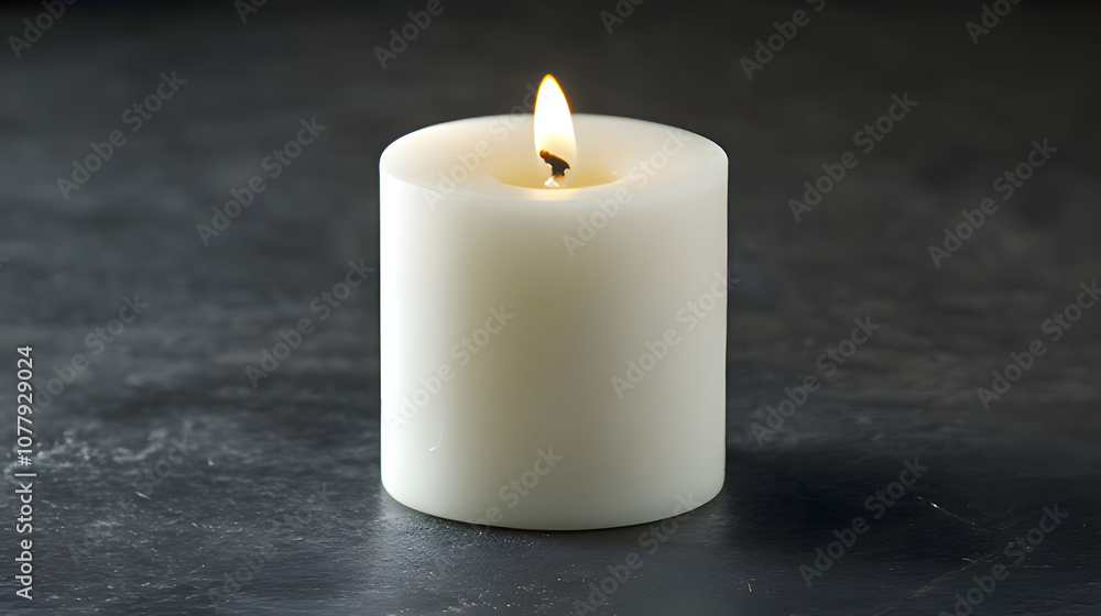 a white candle that is lit on a black surface. Generative AI a white candle that is lit on a black surface. Generative AI