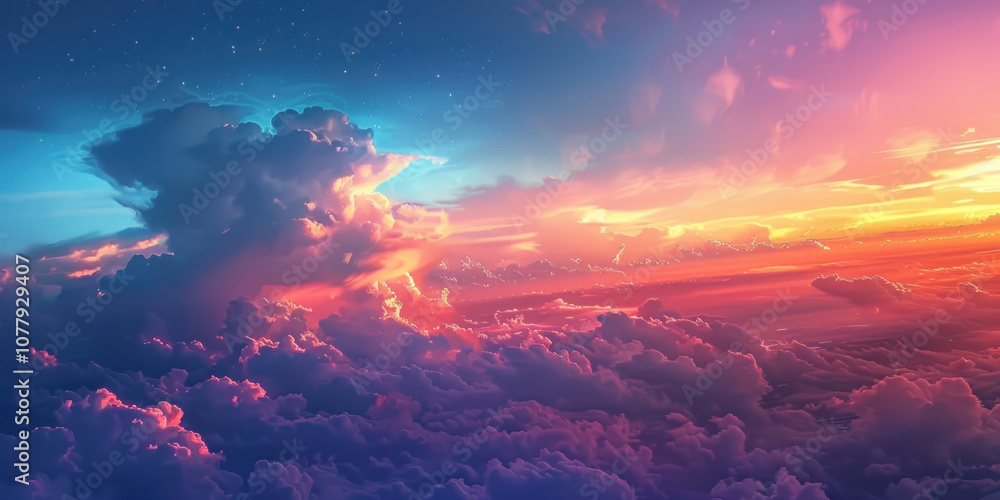 The last light of day illuminating the sky as seen from an airplane, creating a magical scene of light and color. The last light of day illuminating the sky as seen from an airplane, creating a magical scene of light and color.