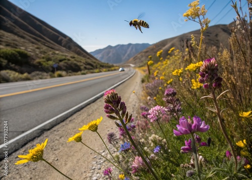 Captivating Macro Photography of Highway 191: Nature's Beauty Along the Roadway, Showcasing Intricate Details of Flora and Fauna in the Surrounding Landscape photo