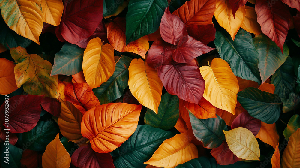 Colorful autumn leaves blanket the ground in a forest during the fall season Colorful autumn leaves blanket the ground in a forest during the fall season