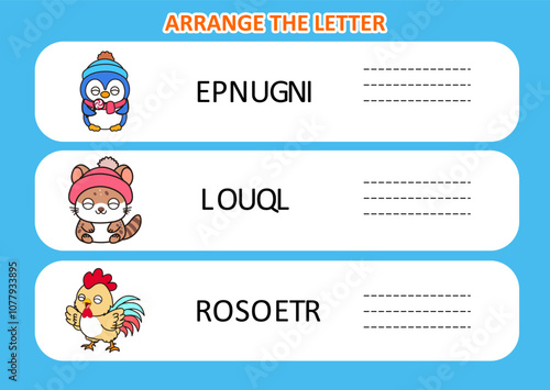 arrange the letter in order. worksheet for kids