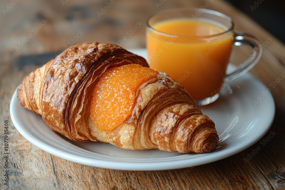 Delicious Orange Croissant Fresh Orange Juice Breakfast Delicious Orange Croissant Fresh Orange Juice Breakfast