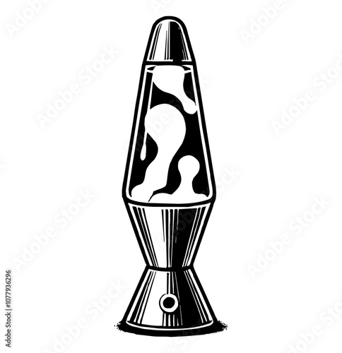 lava lamp engraving black and white outline