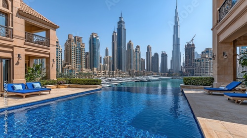 Luxury Dubai Marina Villa Pool Skyline View Cityscape