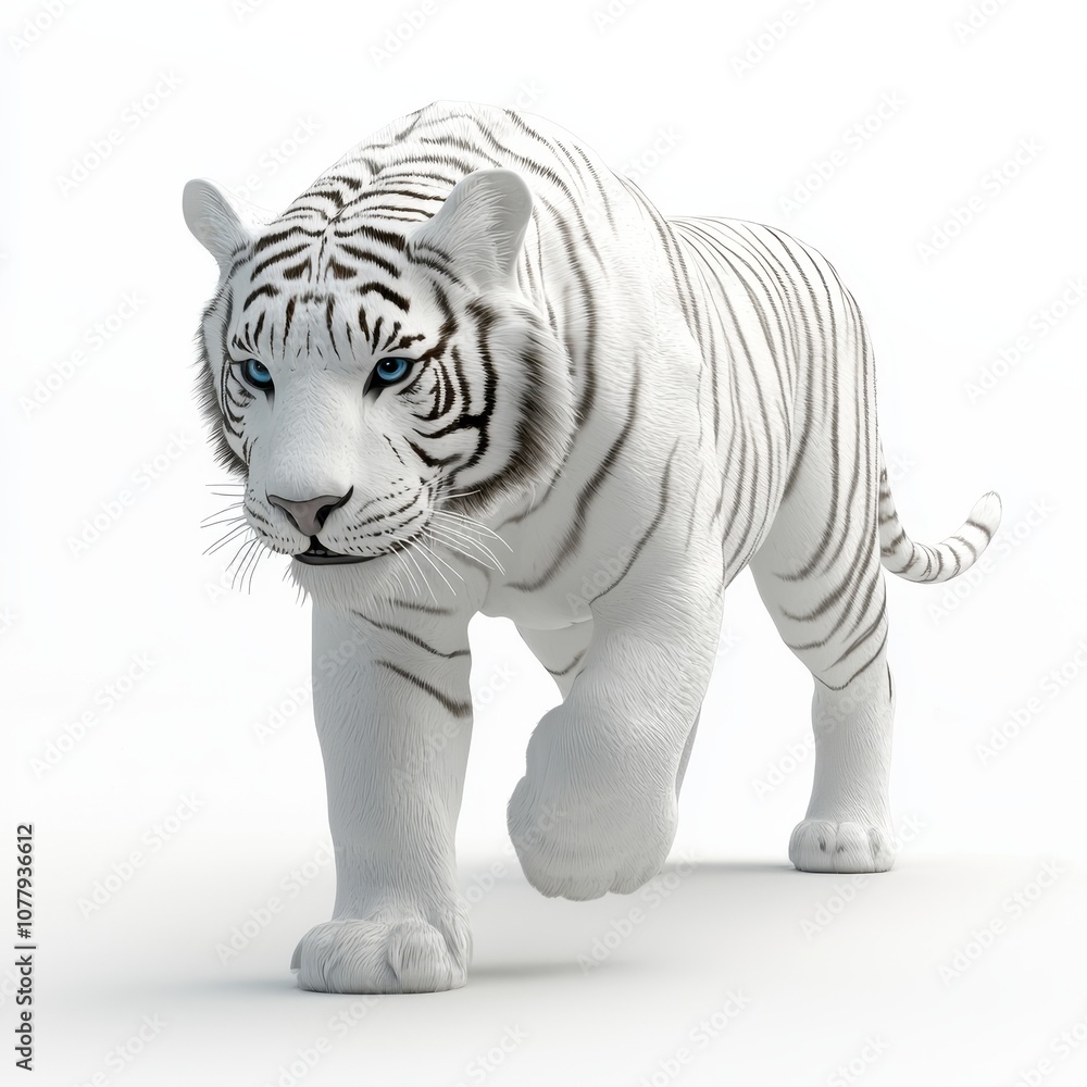 Obraz premium Majestic White Tiger Walking Gracefully