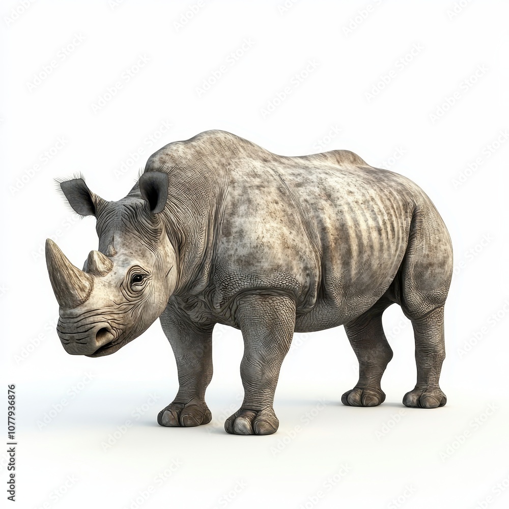 Obraz premium Realistic Rhinoceros Illustration on White Background