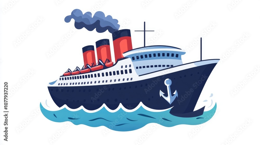 Ocean Liner Sailing on a Blue Sea Ocean Liner Sailing on a Blue Sea