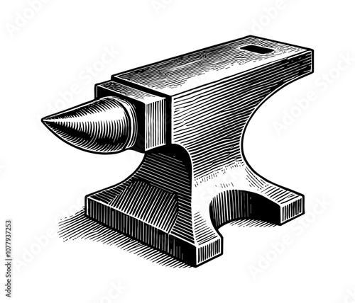 anvil engraving black and white outline
