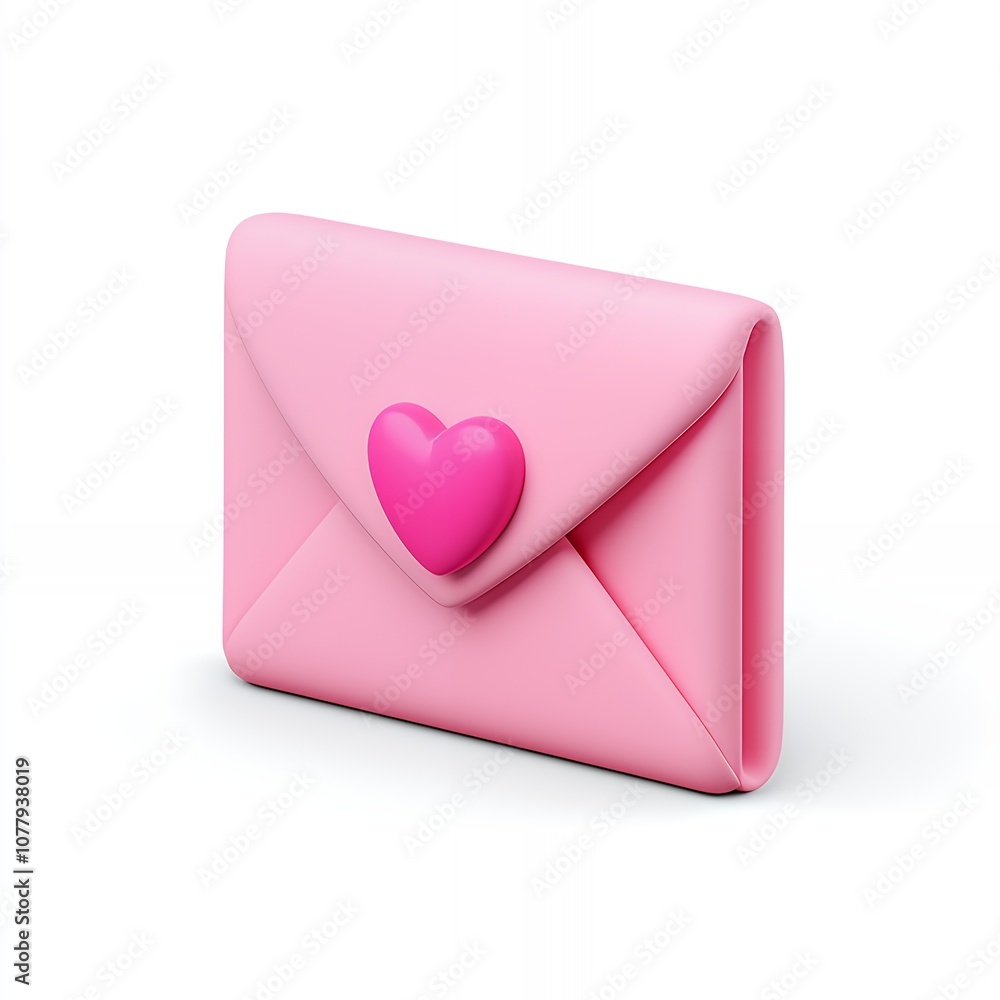 Pink envelope with heart seal on white background. Pink envelope with heart seal on white background.