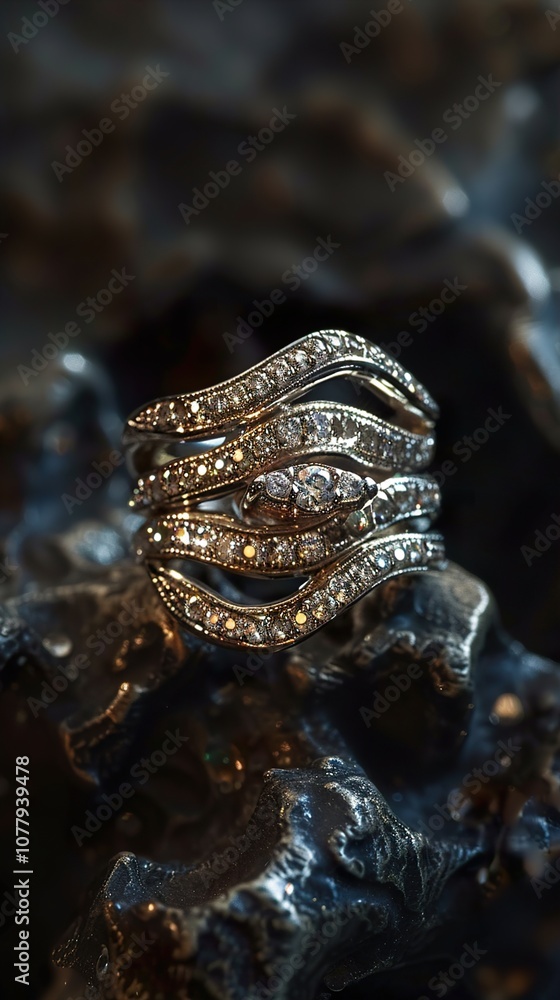 Fototapeta premium Sparkling Diamond Ring: A Close-Up Look at Exquisite Jewelry