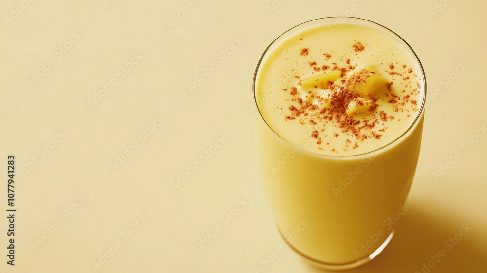 Mango Lassi Smoothie with Cinnamon in Glass Mango Lassi Smoothie with Cinnamon in Glass