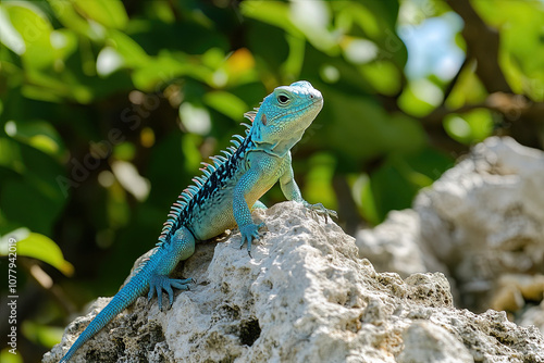 Lizard sunning itself on a rocky outcrop photo