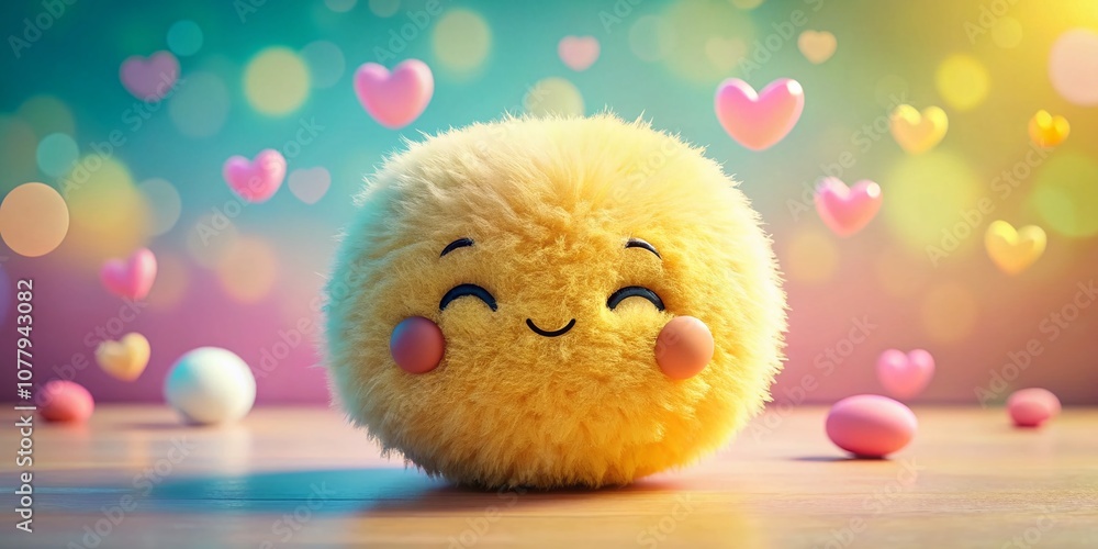 Fototapeta premium Cozy and Heartwarming Cuddle Emoji Representation with Soft Colors and Copy Space for Text, Perfect for Emotional and Affectionate Themes in Digital Design and Marketing