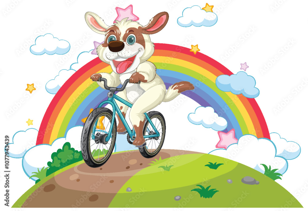 Fototapeta premium Joyful Dog Riding a Bicycle