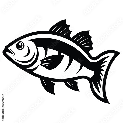 Solid color Guadalupe Bass animal vector design