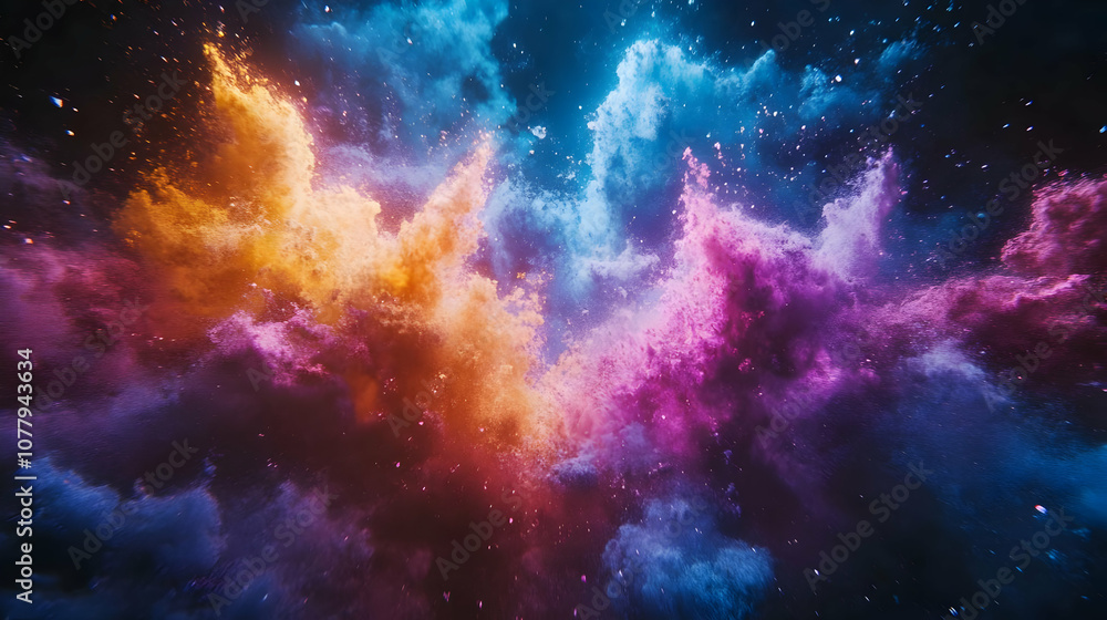 Naklejka premium Abstract Background: Vivid Color Burst with Stars