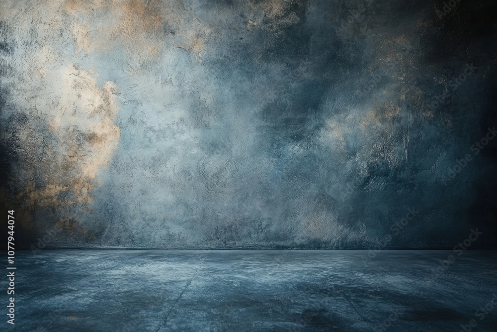 A dark and moody concrete room with a textured wall. A dark and moody concrete room with a textured wall.