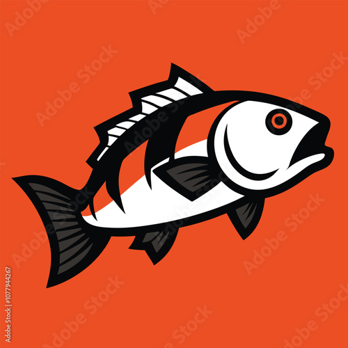 Solid color Guadalupe Bass animal vector design