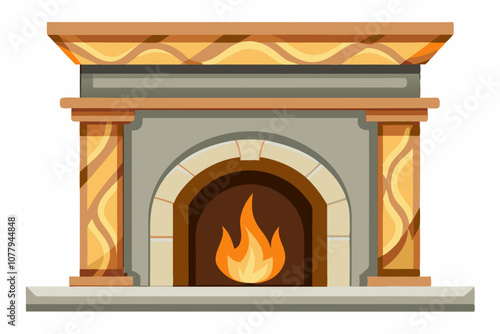 Fireplace icon logo design in flat style