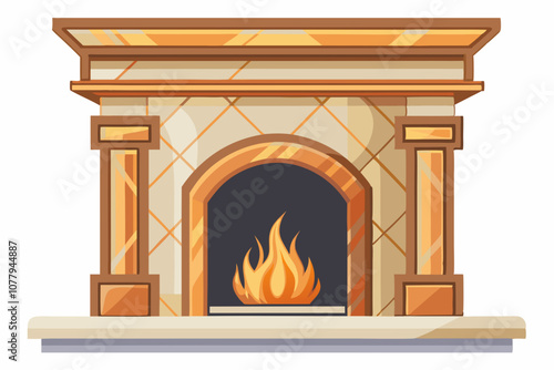 Fireplace icon logo design in flat style