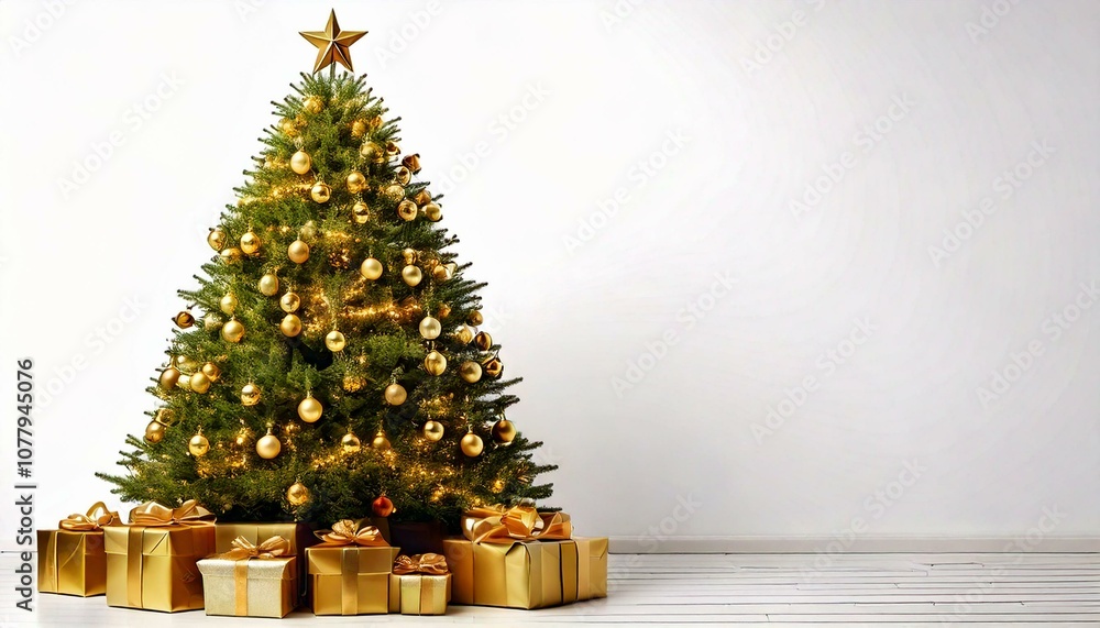 isolated object of Wide shot of a large, beautifully decorated Christmas tree isolated object of Wide shot of a large, beautifully decorated Christmas tree