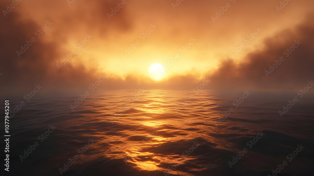 Obraz premium Sea Sunset Clouds Illustration