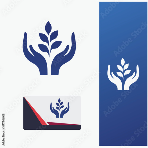 A supportive logo design featuring a woman encompassed by hands. photo