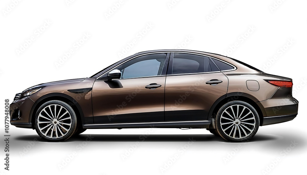 A gleaming silver sports car, isolated on a pristine white background, exudes luxury and speed A gleaming silver sports car, isolated on a pristine white background, exudes luxury and speed