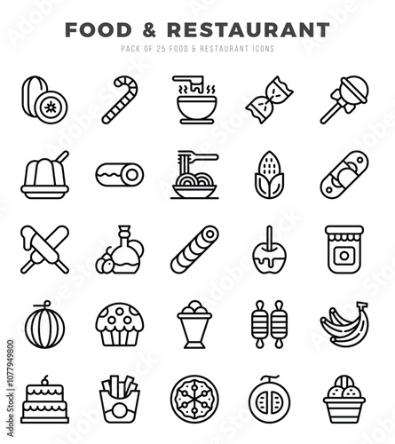 Food and Restaurant Lineal icons. Vector Lineal illustration.