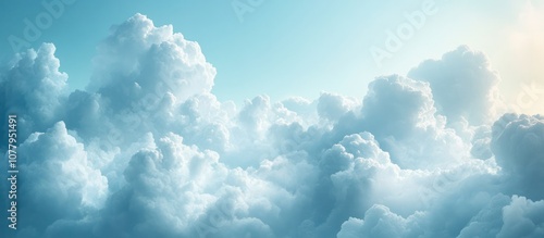 Bright, fluffy clouds form a beautiful, dramatic sky scene against a blue backdrop.