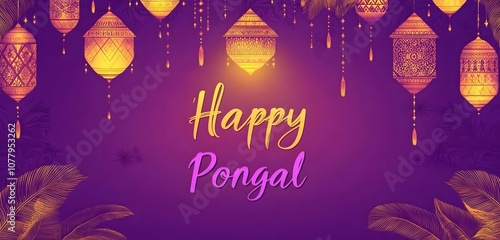 illustration of a happy Pongal festival  background with the text Happy Pongal photo