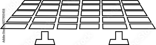 Solar system plates icon. The main solar panel types flat and line vector of monocrystalline polycrystalline and thin film solar energy panel with Sun isolated on transparent background