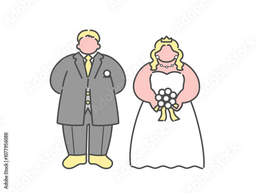 新郎新婦　結婚式　ウエディング　イラスト