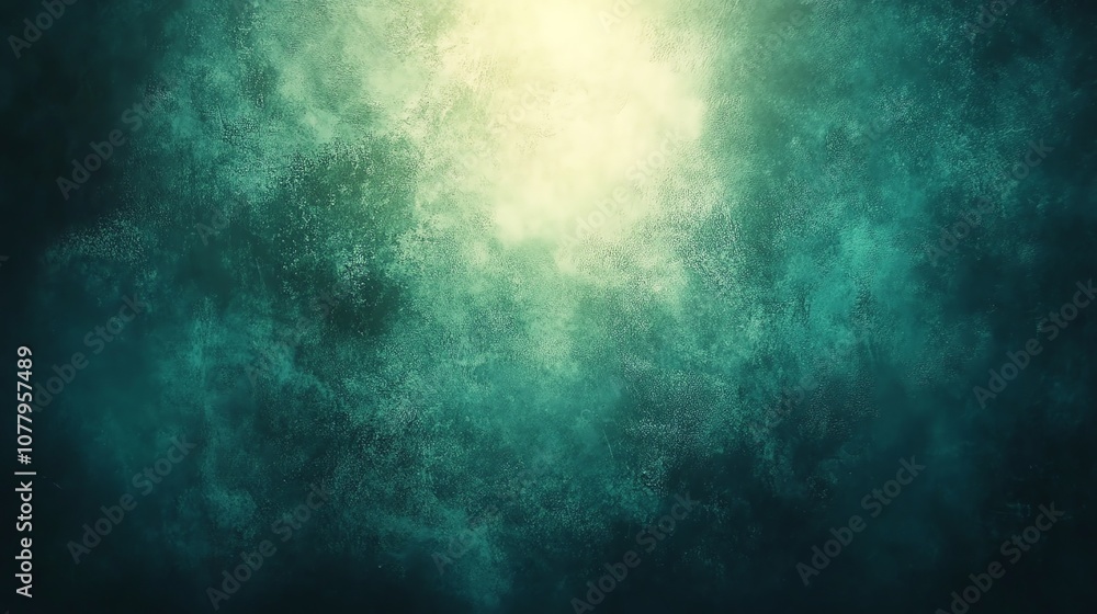 A bright light shines through a dark, textured cloud of green and blue. A bright light shines through a dark, textured cloud of green and blue.