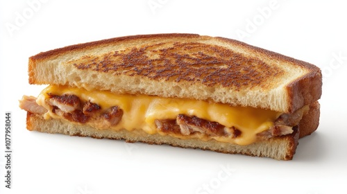 Delicious closeup of a tantalizing tuna melt sandwich with melted cheese