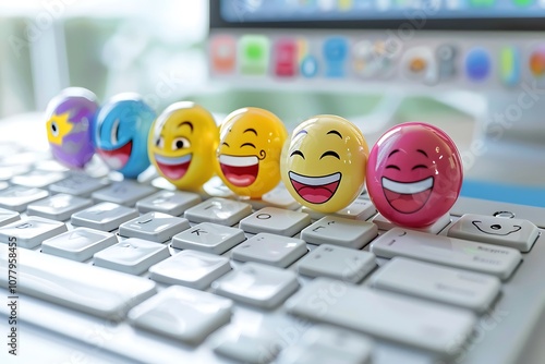 emojis with purewhitebackground laptop and keyboard photo