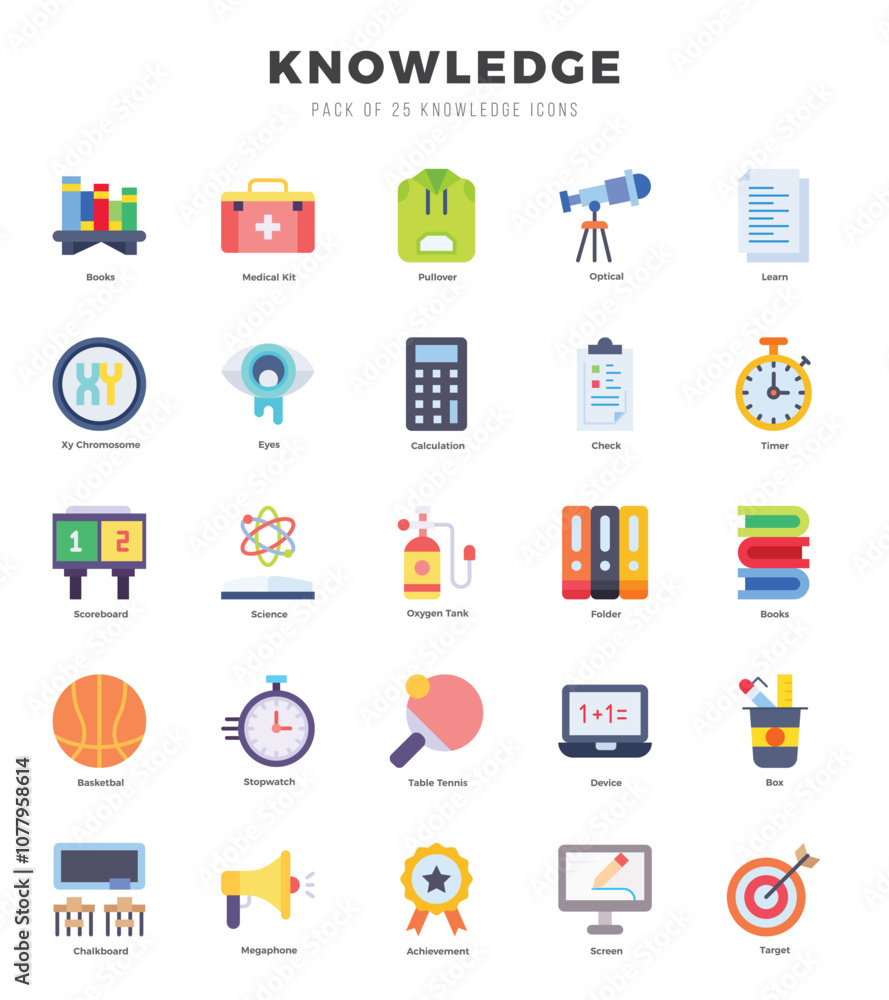 Simple Set of Knowledge Related Vector Flat Icons. Simple Set of Knowledge Related Vector Flat Icons.