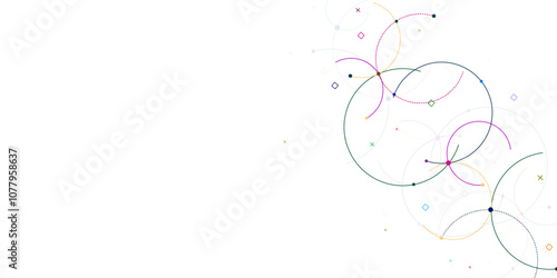 Abstract geometric background with plexus circles. Big data visualization and technology background design.