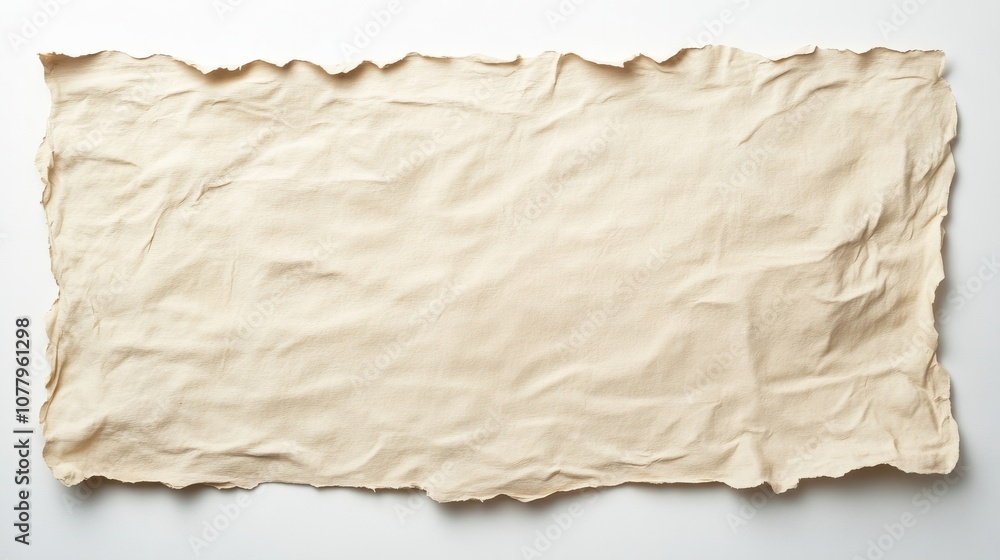 Obraz premium Wrinkled Beige Paper Texture, Flat Lay, Top View, Crumpled, Background, Beige, Paper Texture