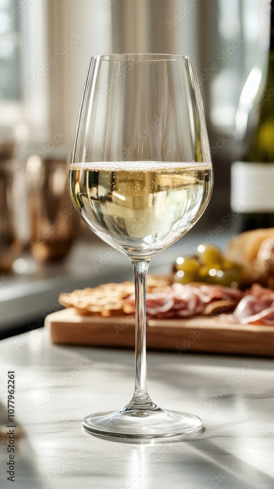Elegance in glass: high angle view of riesling with charcuterie and olives Elegance in glass: high angle view of riesling with charcuterie and olives