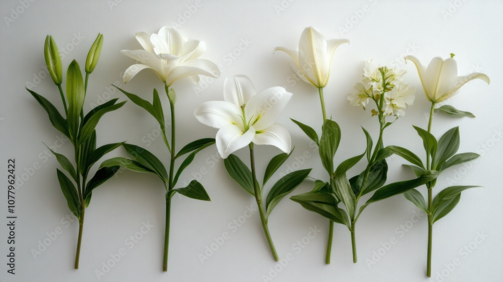 Fototapeta premium Elegant arrangement of fresh white flowers celebrating german pentecost